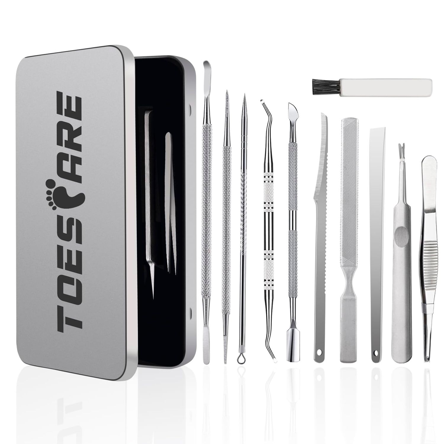 11pcs Ingrown Toenail Tool Kit - Professional Ingrown Toenail Removal Kit for Podiatry Kit and Pedicure - Toenail Ingrown Correction Complete with Ingrown Toenail File Lifter, Sidewall Cleaner