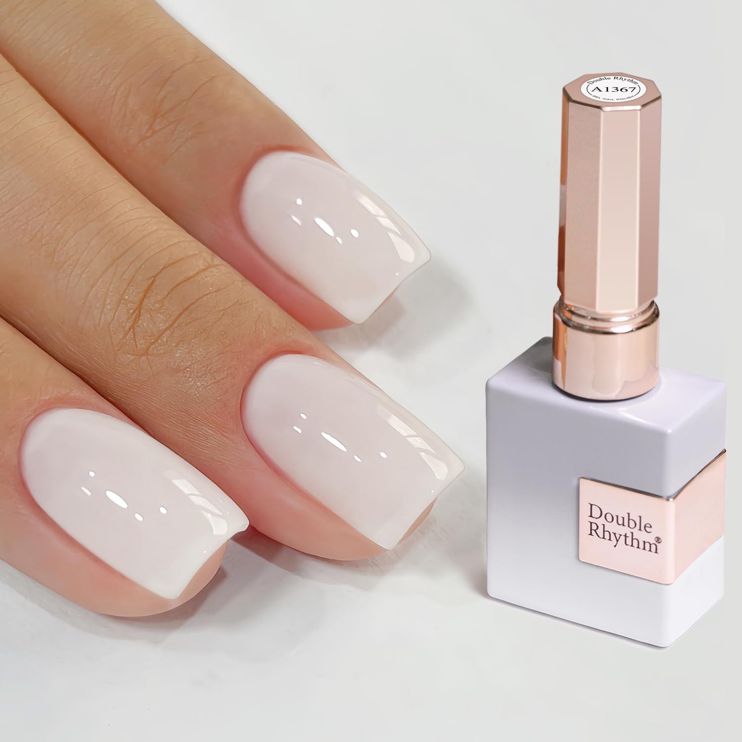 Double Rhythm 15ML Gel Nail Polish Pure Sheer Same Color Same Bottle Soak Off Gel Polish Art Manicure Salon DIY at Home for Women (Milky White-A1075)