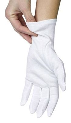 ANSMIO Cotton Gloves - 3 Pairs White, Moisturizing Night Gloves for Dry Hands, Size M