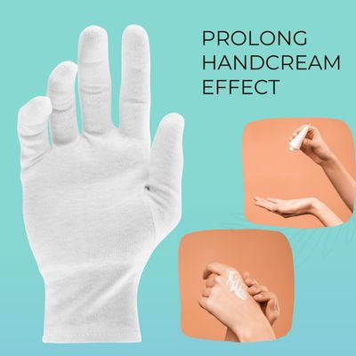 ANSMIO Cotton Gloves - 3 Pairs White, Moisturizing Night Gloves for Dry Hands, Size M