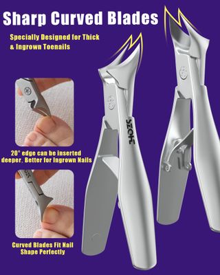 SZQHT Toenail Clippers for Thick & Ingrown Toenails, Heavy-Duty Nail Clippers for Seniors, Men & Women, Ultra-Wide Jaw Toe Nail Clippers, Pedicure Tools for Feet, Stainless Steel Nail Cutter