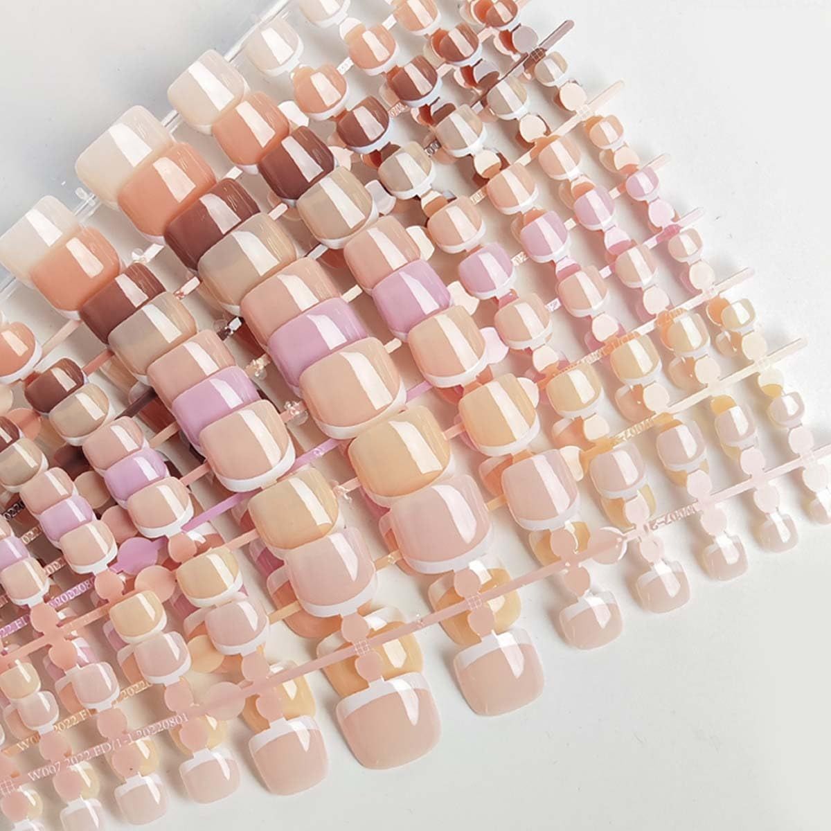 216 Pcs French Tip Press on Toenails for Women Short Square Toe Nail Press ons Reusable Toenail Press ons Artificial Fake Toe Nails Full Cover Stick on Toe Nails for Nail Art Designs