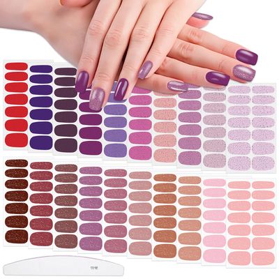 Wokoto 20 Sheets Nail Polish Strips for Women &amp; Girls - Rose, Beige, Pink &amp; Glitter Colors - Solid &amp; Glitter Nail Polish Stickers with Nail File - Multi-Color Stick On Nails Stickers &amp; Full Nail Wraps