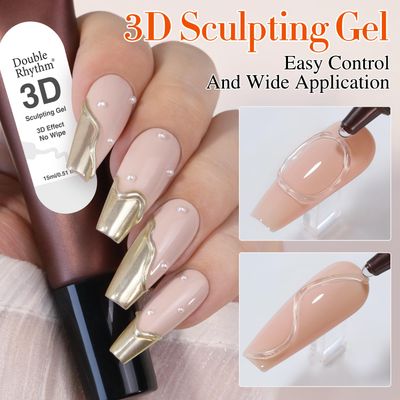 Double Rhythm 0.5 Oz 3D Nail Gel Nail Art Sculpting Gel No Wipe Gel Polish for Nail Designs DIY Nail Art for Drawing, Molding, Sculpture and Decoration (3D Sculpting Gel Clear)