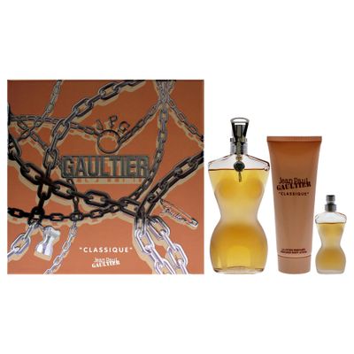 Jean Paul Gaultier Classic Lot 3-pcs Gift set for Women (Eau de Toilette spray 3.3 fl oz Body Lotion 2.5 fl oz Eau de Toilette Spray 0.2 fl oz)