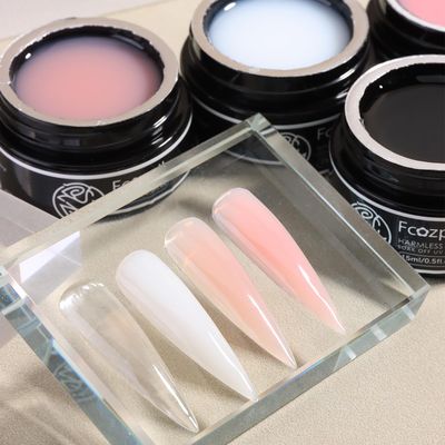 Fcozpjk Builder Gel for Nails, 4 Colors Thickening Builder Nail Gel Clear Milky White Nude Pink Nail Strengthener Builder Gel Kit with Brush Pen Soak Off UV Gel Nail Extension Manicure Supplies