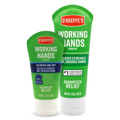 OKeeffes Working Hands Hand Cream; For Extremely Dry; Cracked Hands; 3 oz Tube and OKeeffes Eczema Relief Hand Cream; For Extremely Dry; Itchy; Irritated Hands; 2 oz Tube