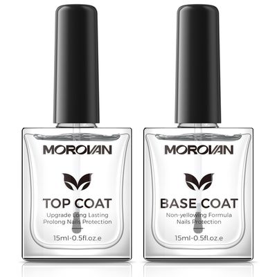 Base Top Coat Nail Polish: Clear Quick Dry High Glossy Nail Polish Shiny No Chip Long Lasting Air Dry Top Coat for Nail Art Manicure Salon Quality Women Gift