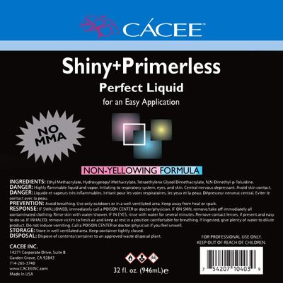Cacee Shiny Primerless Acrylic Nail Liquid - Professional Monomer Acrylic Nail Liquid Holder, Compatible with All Powders and Brushes, 32 Oz, No Primer Required, USA Made