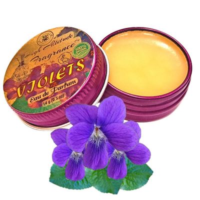 VIOLETS Perfume - Eau de Parfum - Solid Balm - Natural Essential Oils Aromatherapy Fragrance (Viola Odorata, Orris, Lavender, Heliotrope, Hyacinth, Vanilla) Travel Size, Party Guest Favors Gifts-0.5oz