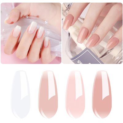 Vishine 4Pcs Jelly Nude Pink Milky White Rose Gel Nail Polish Set Sheer Clear Crystal Translucent French Manicure Gel Nail Polish Kit 8ML