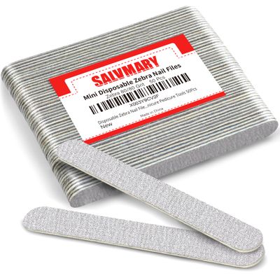 Disposable Zebra Nail Files 80/80 Grit 5 Inch Double Sided Emery Boards for Acrylic Nails Toenails Professional Manicure Pedicure Tools 50Pcs