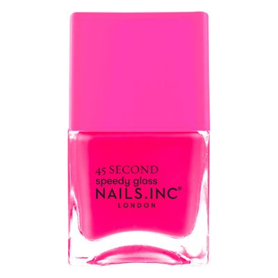 Nails Inc 45 Second Speedy Gloss, Blake, Pink, Neon, Glossy, No Chip, Long Lasting, Quick Dry, Air Dry, Professional Manicures &amp; Pedicures, Fingernails &amp; Toenails, Vegan Nail Polish, 0.47 Fl Oz