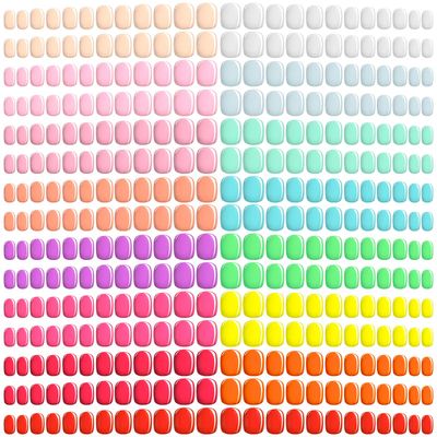 Honoson 720 Pieces Short False Nails Medium Square Artificial Fake Nails Full Cover Fingernails Coffin Press on Nails Glossy False Nails Tips for Women Girls DIY Nail(Stylish Colors)