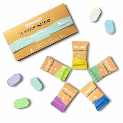 flowcheer Foaming Hand Soap Tablet Refills-5 Sample Pack Hand Wash Tablets Zero Waste Eco Friendly Cleaning Supplies-Fills 5 X 8 fl oz Refillable Foam Dispenser(40 Fl oz total)