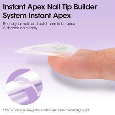 Gellen Long Almond Tipex Nail Tips, 320pcs Instant Apex Nail Tips, 16 Sizes Pre-builder Gel Tips Long Stiletto Almond Strong Full Cover False Nail Tips Gel Extension Tips for Flat Nails