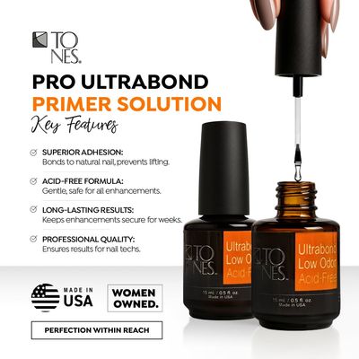 TONES Ultrabond Nail Primer - Professional Grade No Lift Nail Primer for Acrylic Nails and Gel Polish - Salon Quality Nail Bonder Base Coat - Made in the USA