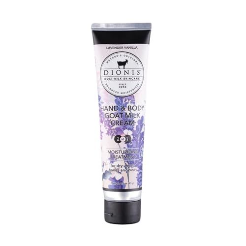 Dionis Goat Milk Skincare 3.3oz Lavender Vanilla Hand &amp; Body Cream - Travel Size Hand Lotion For Hydrating &amp; Moisturizing Dry Skin - Cruelty Free Cream Made In The USA - Paraben Free Formula