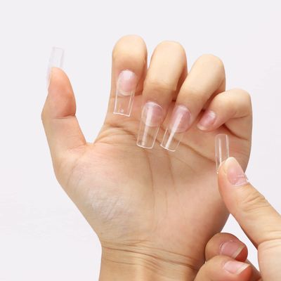 550Pcs Medium Square Nails Full Cover Clear Fake Nail Tips for Nail Extension, Size 0-10