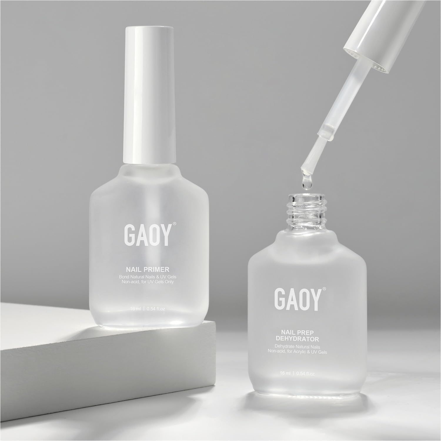 GAOY Nail Dehydrator and Primer, 2 Pcs Acid-Free Natural Nail Prep Dehydrate and Bond Primer Set, for Acrylic and Gel Polish