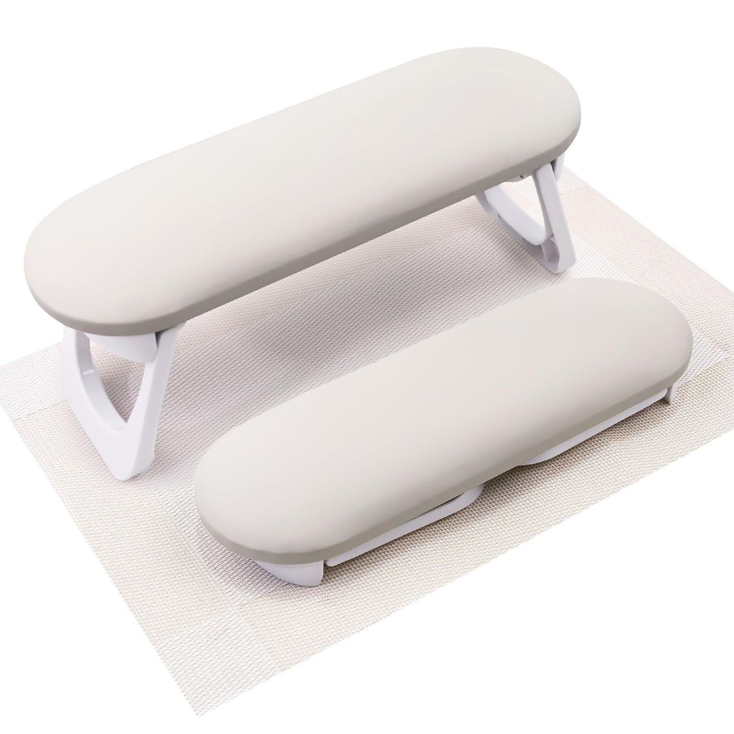 Subay Nail Arm Rest, Foldable PU Leather Nail Hand Rest for Acrylic Nails Cushion Hand Holder, Nail Hand Pillow Nail Art Accessories Tool for Nails Tech Manicure Pedicure Salon Home Use - Light Gray