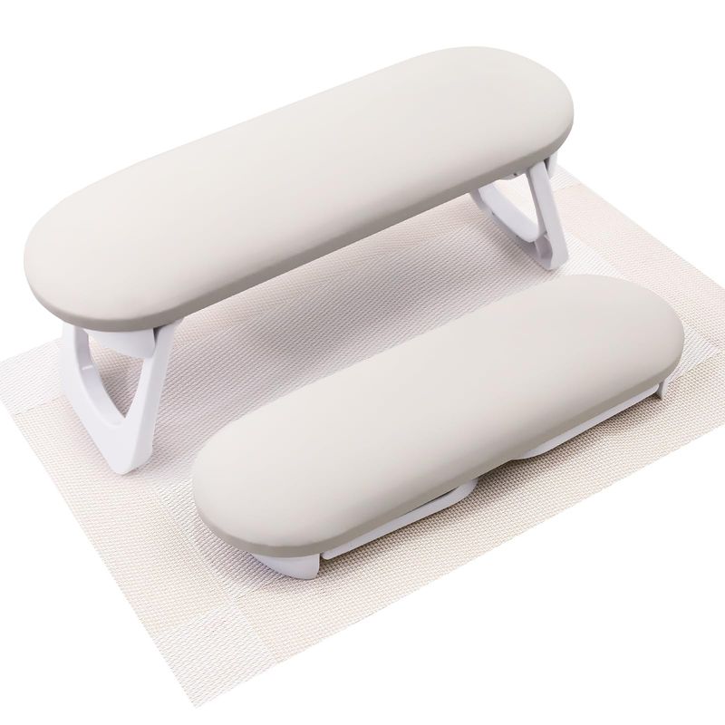 Subay Nail Arm Rest, Foldable PU Leather Nail Hand Rest for Acrylic Nails Cushion Hand Holder, Nail Hand Pillow Nail Art Accessories Tool for Nails Tech Manicure Pedicure Salon Home Use - Light Gray