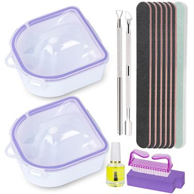 YGQQOY Nail Soaking Bowl, Acetone Proof Soak Off Bowl for Acrylic Nail Dip Powder Remover and Cuticle Remover, Manicure Set with Manicure Bowl Cuticle Oil and Nail File Buffe