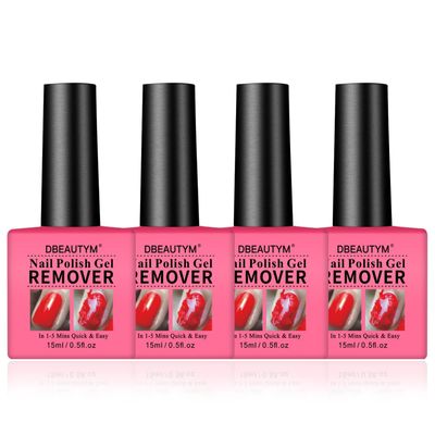 4 Pack Gel Nail Polish Remover,Gel Polish Remover For Nails In 1-5 Mins - Quick &amp; Easy Gel Polish Remover Gift Set- Dont Hurt Nails, Professional Non-Irritating Nail Polish Gel Remover - 0.5 Fl Oz