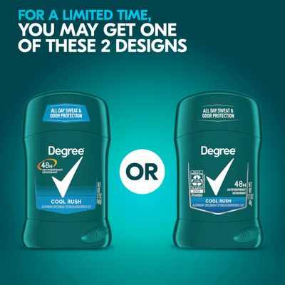 Degree Men Original Protection Antiperspirant Deodorant Cool Rush Pack of 12 48-Hour Sweat &amp; Odor Protection Antiperspirant For Men 1.7 oz