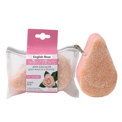 Spongeables Anti Cellulite Body Wash in a 20 Wash Sponge, English Rose, 1 Count