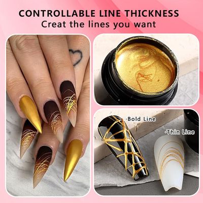 SUTOKAKA 6 Colors Spider Gel Set, Elastic Drawing With Nail Art Brush, White Black Red Blue Gold Silver Paint Wire Drawing Polish Manicure DIY Nail Designs