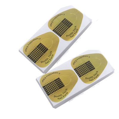 VNC 200Pcs Long Nail Forms for Acrylic Thick Nail Art Tips Extension Forms Durable Acrylic Nail Paper Form Golden Color Stickers