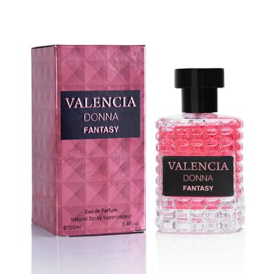Valencia Donna Fantasy for Women Eau De Parfum - Floral Fruity Fragrance Top Notes of Kiwi &amp; Brazilian Orange Mid Aroma of Rose &amp; Jasmine - Base Scent of White Musk &amp; Texas Cedar Elegant 100ml Bottle