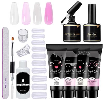 LZXLUKGIR 12PCS Poly Nail Gel Kit Starter Kit,White Pink Clear Builder Nail Extension Gel,Kit De Poly Gel Para Uas Completo,All-in-one Manicure DIY at Home