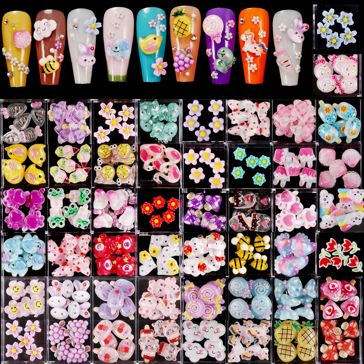 250pc 3D Nail Charms Set - Diverse Shapes &amp; Colors for Acrylic Nails &amp; DIY Crafts (2)