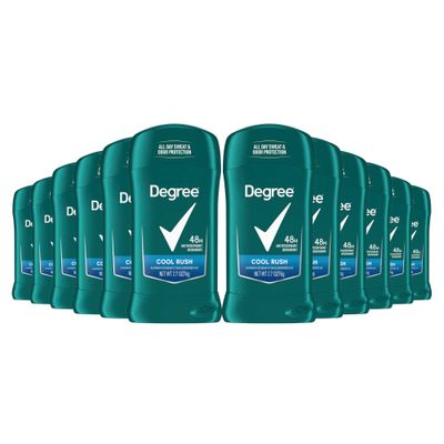 Degree Men Original Protection Antiperspirant Deodorant Cool Rush Pack of 12 48-Hour Sweat &amp; Odor Protection Antiperspirant For Men 1.7 oz