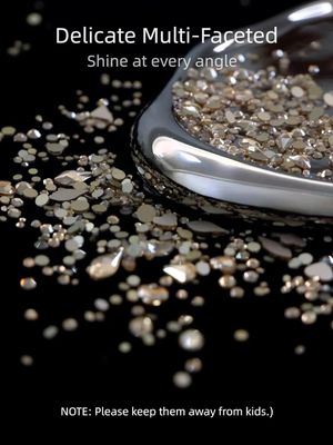 AMLAVIFISH Champagne Nail Rhinestones, 5380Pcs Flatback Gold Glass Charms Gems Stones, 24 Grids 19 Types of Shaped Nail Art Rhinestones Kit with Picking Pen and Tweezers, 6 Sizes for Face Decoration