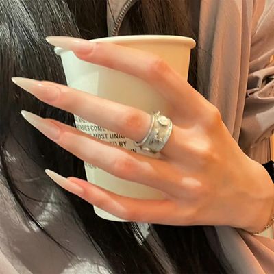 24Pcs Stiletto Press on Nails with Solid Color Design, Stiletto Manicure Art Acrylic Long Stiletto Fake Nails Stick on Nails Glossy Nude Stiletto Nails Gel Glue on Nails for Coquette Women Girls