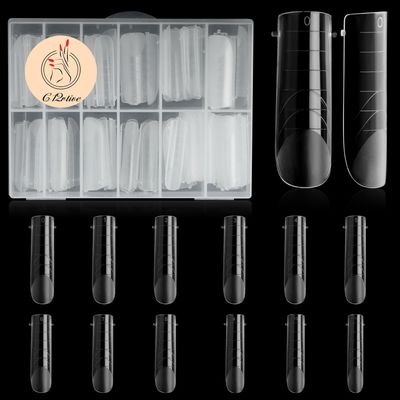 C12rtive 120 Pcs Dual Nail Forms,Matte Square &amp; C-Curved Extension Poly Nail Gel Nail Molds 12 Sizes for Gel Glue, Full Cover Nail Art Design Salon &amp; DIY