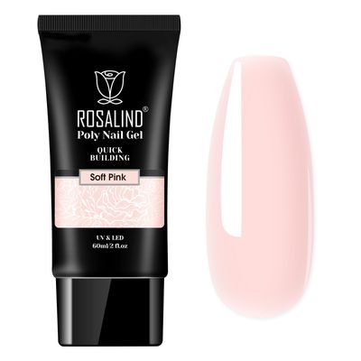 ROSALIND 60ml Poly Nail Gel, Extension Gel for Nail Natural Poly Pink Color, Light Pink Builder Gel Extension Easter Decoration Poly Acrylic Nail Enhancement for Women