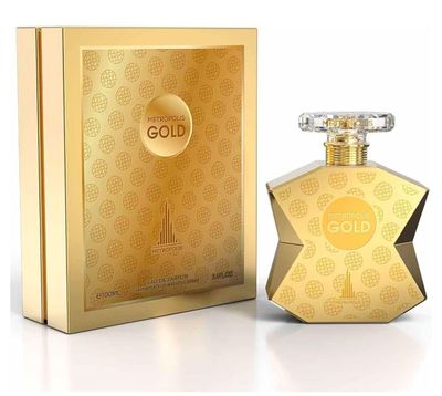 Metropolis Gold Eau De Parfum, Unisex Fragrance from Dubai, 3.4 fl oz