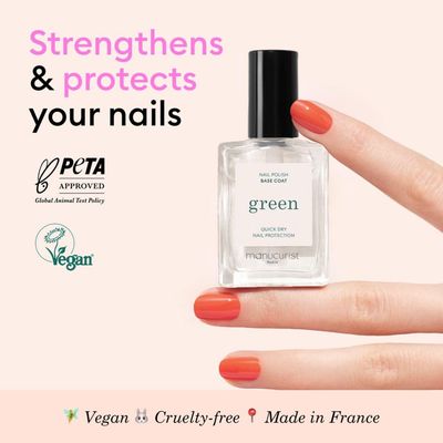 Manucurist Green Base coat Nail Polish base 12-free 78.5 Plant-Based Ingredients Made in France 0.5 fl oz