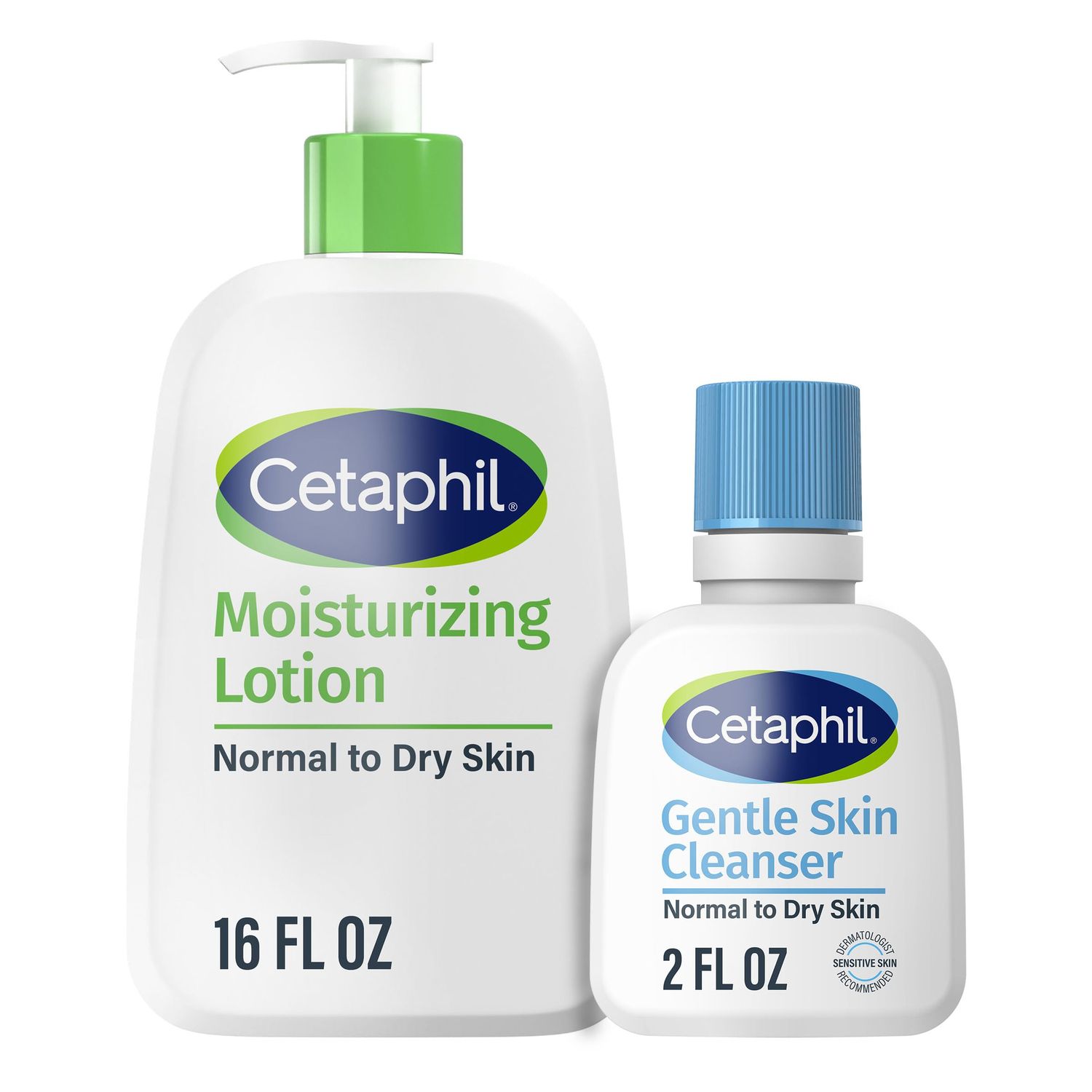Cetaphil Hydrating Moisturizing Lotion for Normal to Dry, Sensitive Skin, 16 oz Travel Size Gentle Skin Cleanser 2 oz