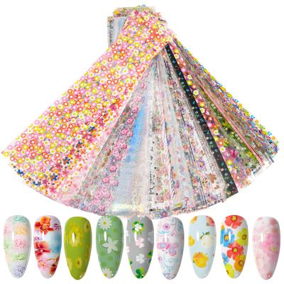 WOKOTO 300 Sheets Nail Transfer Foil Art Kit, Flower Lace Rose Nail Foils Transfer Nail Art Stickers For Nails, Gel Nail Transfer Stickers Decals Wraps Nail Polish Foil Transfer Sheets Set