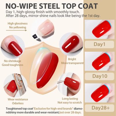 UNA GELLA Base Top Coat Set, 2PCS Gels Top Base Coat Gel Polish U V for Gel Nail Polish, Diamond Shiny, Protects Nails Healthy, Clear Base Coat &amp; No Wipe Top Coat for DIY Nail Art Home