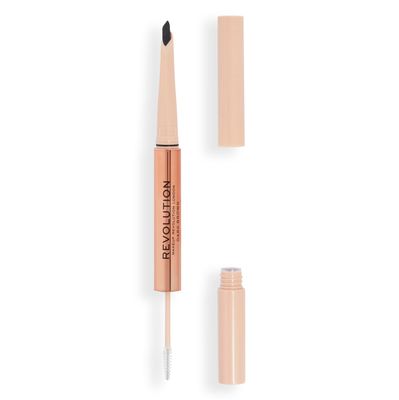 Revolution, Fluffy Brow Filter Duo, 2-in-1 Eyebrow Pencil &amp; Gel, Enhances &amp; Shapes Brows, Vegan &amp; Cruelty Free, Dark Brown, 1 piece