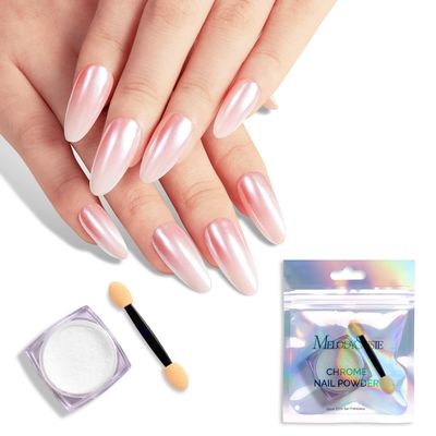 MelodySusie White Chrome Nail Powder for Gel Nails,Pearl Powder Mirror Effect Pigment Pearlescent Mermaid Pigment Pearl Glitter for Home DIY Salon Use Visit The MelodySusie Store