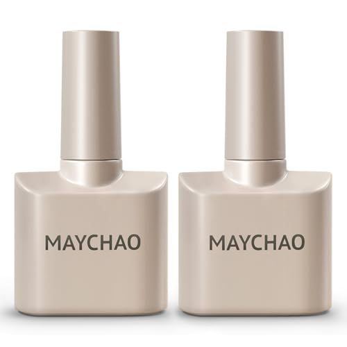 MAYCHAO 2 Pcs 15ml Gel Top and Base Coat Set, Clear Base and No Wipe Shiny Top Coat Gel Nail Polish UV LED Nail Lamp Need Long Lasting Gel Nail Lacquer Nail Art Design Manicure for Women