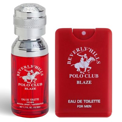 Beverly Hills Polo Club BHPC Mens Eau De Toilette Bonus Pack, 1.7oz EDT Bonus EDT Pocket Spray (Blaze)