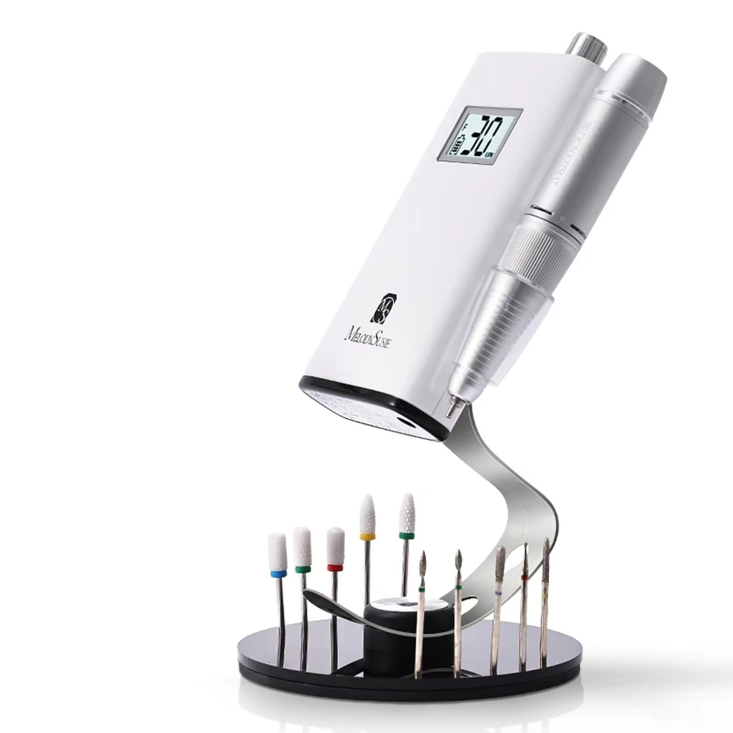 MelodySusie Nail Drill Machine Holder,10 Holes Acrylic Nail Drill Bits Holder, Professional Nail Efile Display Stand and Organizer Compatible with Most Nail Drill Machines (Not Including Efile &amp; Bits)